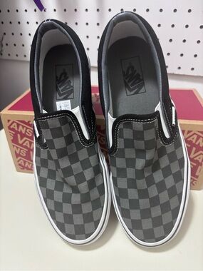 Vans Checkerboard Slip-On Sneakers - Black & Gray